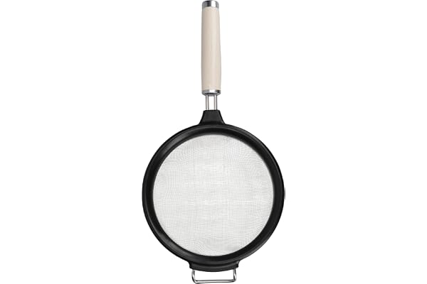 KitchenAid - Passoire de Cuisine en Inox et Plastique, Maille Ultra Fine - Couleur Blanc Amande et Noir