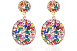 JUZICHEN Boucles d'Oreilles Femme, Boucles d'Oreilles Zircon Cubique Carré, Boucles d'Oreilles Colorées, Colorée Zircon Dangle Drop, Boucles d'oreilles hypoallergéniques