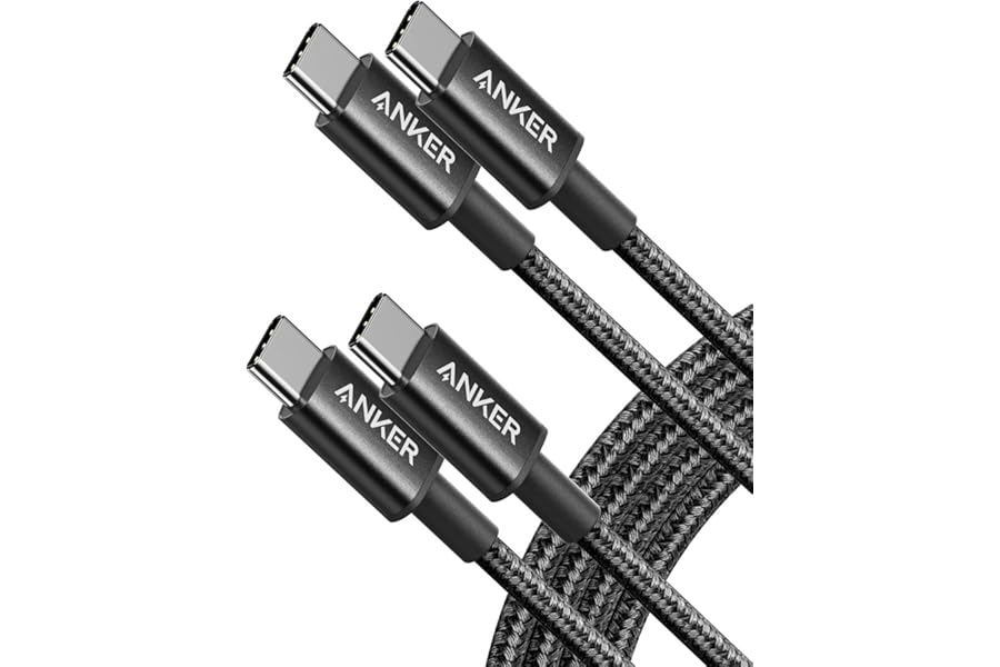 Anker USB C to USB C Charger Cable, New Nylon (6 ft, 2-Pack), 60W (3A) Type C fast Charging Cable for iPhone 17/16/15, iPad Pro, Samsung Galaxy, MacBook Pro,and More