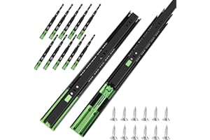 FCOUMY Schubladenschienen vollauszug 6 paar (12 Stück), 55 cm Weiche Selbstschließende Schienen für Schubladen, Kugellager Gleitschiene 3-fach vollständig dehnbar Seitenmontage schubladenführungen, Schwarz