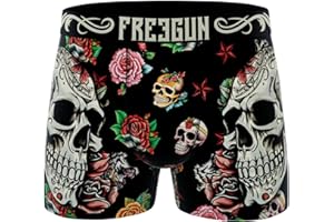 FREEGUN Boxer Homme Microfibre Skull Tête de Mort