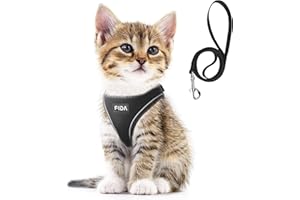 Fida Step-in Flex Uprząż dla psa ze smyczą, miękka kamizelka dla szczeniaka - siatka na każdą pogodę, regulowane szelki dla małego psa lub kota (XXS, czarne)