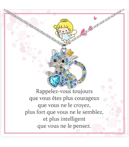 Collier Chat Strass Cristal – Mignon Et Ajustable, Parfait Cadeau Pour Fille