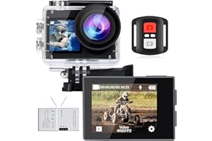 icefox Action Cam, 20MP Action Cam 4K con Touch Screen, Stabilizzatore EIS, impermeabile fino a 40m sotto l'acqua, grigio