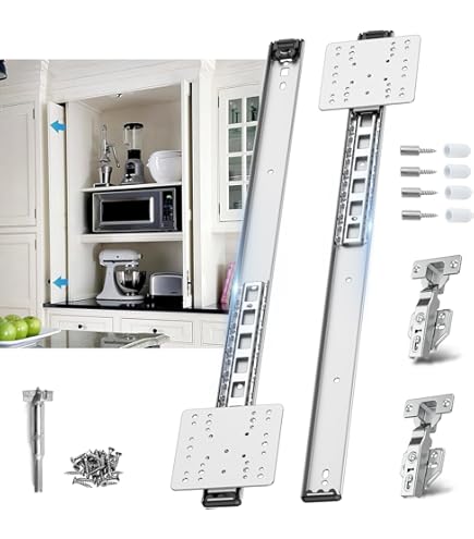 Sliding Hidden Door Track, Pocket Door Hardware, Smooth Gliding Pocket Door Slides With Hinges For Cabinet And Recessed Doors 12 In Set 2