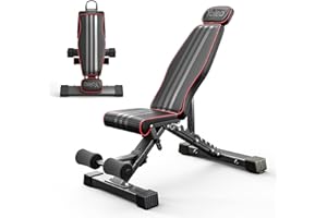 YOLEO Banc de Musculation Pliable Multifonction 300 kg avec Dossier et Appui-tête Élargis, Banc d'Entraînement Abdominal avec Dossier Réglable en 10 Positions (Noir)