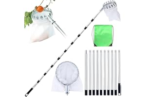 DYUEE Apple Picker Fruit Grabber Tool Fruit Catcher Berry Picker with 4M Telescopic Stainless Steel Pole & Storage Bag Fruit Picker for Getting Peach Fruit Tree Picker for Picking Apple Orange Pear Etc
