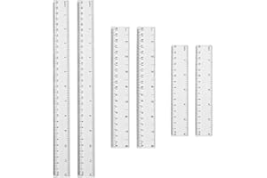 CHUDIAN 6 Pieces Clear Rulers, 6/8/12 Inch Straight Plastic Ruler Set Shatterproof Plastic Rulers Transparent Measuring Rulers for School Office Home (15 20 30 CM)