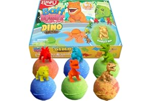 ZIMPLI KIDS ZIMPLI - 6 x Grandes Bombes de Bain Surprise Dinosaures, 6 Jouets Dinosaures Surprises à l'intérieur ! Cadeau d'anniversaire pour Les Enfants, Jouets de Bain pour garçons et Filles