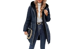 CMTOP Manteau Femme Hiver Veste Polaire Chaud Manteaux Outercoat en Longue et Slim Fit Parka Femme Chaude Imperméable Blouson Chic et Elegant Sweats à Capuche avec Zippé et Poches