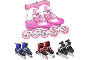 Supfine Inlineskates für Kinder – Komfortable Inlineskates mit leuchtenden Rädern, Größe verstellbar – S/M 31–38 – Rollschuhe für Mädchen und Jungen (M:35-38, Rosa)