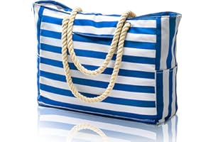 Fouvin Bolsa de playa con cremallera, grande para mujer, bolsa de baño, impermeable, bolsa de playa, XXL, bolsa de playa, bolso de hombro