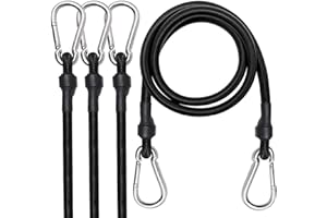 VERSAL 3FT/6FT Long Elastic Bungee Cords with Carabiner Clips, Heavy Duty 36"/72" Bungee Straps with Hooks Tie Downs Luggage Rope for Camping Motorcycle Car Trunks Tarps Bike Rack Tent (4PCs 36-Inch)