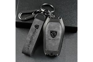 VOLBOZ Coque de Clé de Voiture pour Peugeot 408 508L 5008 4008 2008 308, Étui de Protection pour Clé de Voiture, Housse pour Clé De Voiture, Porte-ClÉS de Voiture Portable Accessoires,A Grey