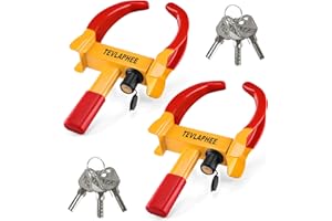 Tevlaphee Confezione da 2 Antifurto Blocca Routa Alta Sicurezza, Universale, Regolabile, Ganascia Blocca Ruota,bloccaruota auto, 6 Stesse Chiavi (Rosso & Giallo – Confezione da 2)