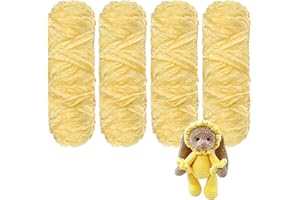 YCFAN Crochet Yarn Chunky Yarn for Crochet,Chunky Wool for Knitting 100g Balls x 4 Chenille Yarn,Wool for Crochet Kits for Beginners Adults for Handmade Crafts Hats Blankets Scarves (4, Yellow)