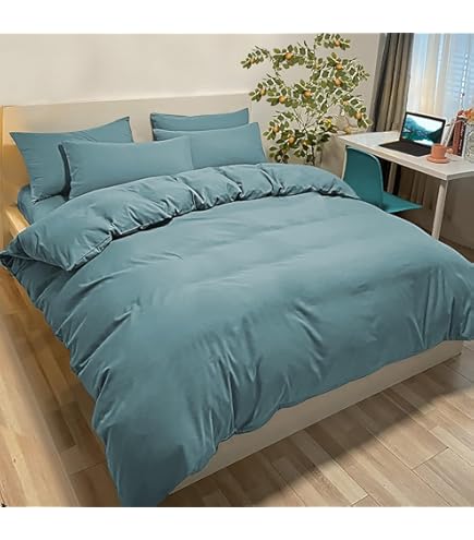 Tokokimo Beddengoedset voor tweepersoonsbed, 260 x 240 cm, 100% microvezel, saliestijl, handbeschilderd, zacht, kreukvrij, 1 dekbedovertrek 2 kussenslopen 50 x 80, donkergroen