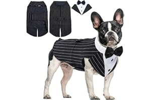 Hjyokuso Vestiti Per Cani, Abito Smoking Per Cani, Papillon Cane, Costume Cane Per Cani Di Taglia Piccola Media Grande, Vestito Natale CaneVestito Cane Per Compleanni Matrimoni e Halloween - (S-2XL)