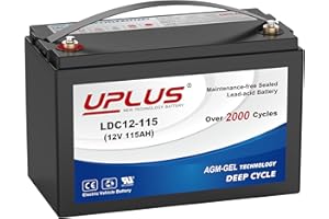 UPLUS NEW TECHNOLOGY BATTERY UPLUS Hybrid Gel Deep Cycle Leisure Battery, 12V 115Ah AGM-Maintenance Free SLA Batteries, 2000 Cycles, for Solar, RV, Golf Cart, Mobility, Camping, Backup, Trolling Motor, Marine LDC12-115 GROUP 31