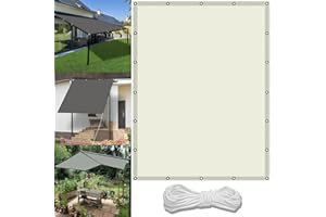 WGLF SUN Sail Shades for Garden 2.2 x 3.6 m(7.2 x 11.8ft) Waterproof Shade Cover with Free Rope UV Block Weather-Resistant with Grommets Pes Sail Shades Fence Pergola Balcony, Ivory