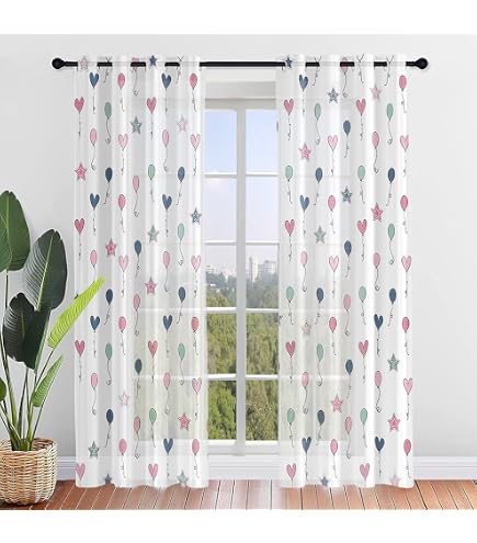 Rideaux Voilage Blanc Avec Pompons Brodés - Lot De 2 Pour Chambre D'enfant | MYSKY HOME
