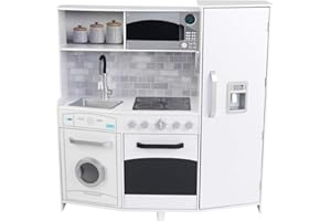 KidKraft Grande Cuisine Enfant en Bois avec Sons et lumières, Dinette avec Machine à Laver et téléphone, Jeu d'imitation, Jouet Enfant dès 3 Ans, 53369