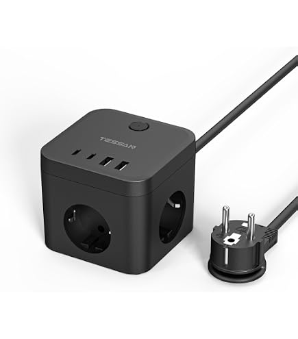 STGAROT Bloc multiprises avec 5 Ports USB-A et 8 Prises, Bloc
