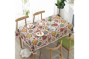 MEIORO Meiosuns Obrusy Prostokątny Obrus Lniany Bawełniany Obrus Słoneczny Kwiat Obrus Koronkowy Blat Wielofunkcyjny Dekoracja Wnętrz i Na Zewnątrz Domu (140 x 220 cm)