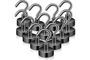 Keukenket Lot de 12 Crochets Magnétiques Extra Puissants en Néodyme - 15 kg, 20 mm, Sans Perforation, pour Portes en Fer et Cuisine