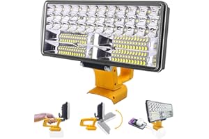 IKEBORM Cordless LED Work Light for Dewalt 18V/20V Battery, 90W 5400ML Flood Lights with Type C & USB Charging Port, 2 Brightness Adjustment Portable Spotlight for Emergency, Camping (No Battery)