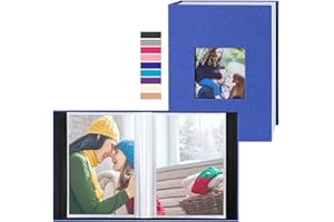 Benjia Small Photo Album 6x4 2 Packs, Each Pack holds 50 Pockets, Slip in Mini Linen Top Loading Photo Albums Holds Portrait Only 10x15cm Picture Blue