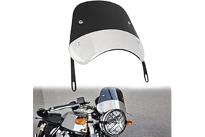 ‎DREAMIZER DREAMIZER Universal Motorrad Windschutzscheibe, Retro Motorrad Windshield Windabweiser kompatibel mit 5"-7" Rundscheinwerfern, Moto Windschutzscheiben für Bobber Cafe Racer Chopper Cruiser (Schwarz)