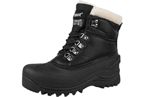 riemot Men's Womens Snow Boots Waterproof Walking Boots Warm Comfortable Trekking Hiking Shoes for Outdoor Lace Up Fur Lined Dog Walking Yard Gardening Shoes