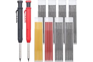 ZOCONE 2 PCS Carpenters Pencil+36 Pencil Refills, 2.8mm Solid Carpenter Pencil Refills, Deep Hole Marker, Builders Pencil for Woodwork Construction Building