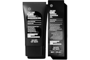Allies of Skin - The One SPF 50 Invisible Sunscreen Gel with Vitamin C, Green Tea, Carrot Seed, Red Raspberry Seed Oil & Licorice Root, and 5 Antioxidants & Skin Conditioners. 50 ml/ 1.7 oz