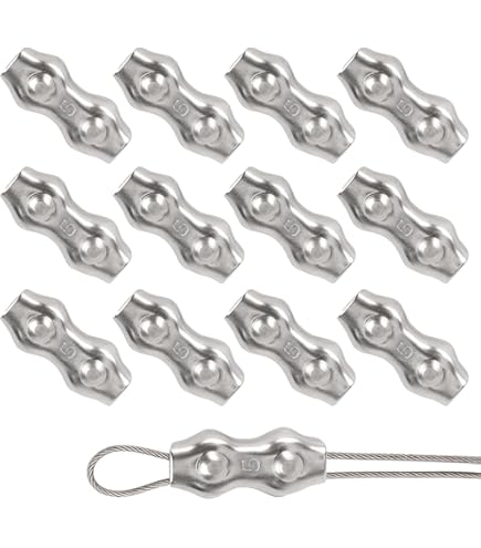Morsetti Doppi Per Fune Metallica - 14 Pezzi In Acciaio Inox 304, Per Fissaggio Tende E Cavi - Foto 4