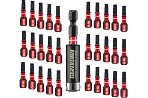 GEINXURN 30 Stück T20 Schlagfester Schrauberbitsatz 25mm Länge #20 Torx 1/4 zoll Sechskantschaft Antriebsbits mit 1 Stück 60mm Magnetische Bit-Halter, S2 Legierter Stahl T20 Schraubendreher Bits Set