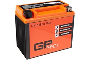 GP-PRO GTX12-BS 12V 12Ah GEL Batterie de démarrage (compatible avec YTX12-BS / 51012)) (Sans entretien/Scellé) Moto Accumulateur