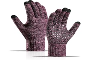 iEasey Anti-Slip Kids Winter Touch Screen Knitted Gloves 6-12 Years Girls Boys Thermal Warm Glove Cold Weather Full Finger Plush Lined Insulated Mittens for School, Winter Sports