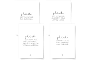 ‎DONARI Donari® Postkarten 4er Set DIN A6 • Hochwerige Postkarten mit Sprüchen • Postkarten in edlem Design Schwarz Weiß • Lebensweisheiten Karten (Glück)