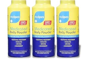 IMPRESSIVE MEDIPURE Medicated Baby Powder 3-Pack (600g) | 100% Talc-Free | Gentle Anti-Itch & Moisture-Absorbing Powder for Delicate Skin | Soothing Alternative to Talcum Powder, Cuticura, Daktarin & Lanacane