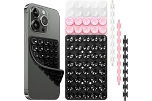 NADIAEN Phone Suction Pad 3PCS 40 Grain Suction Phone Holder Sticky Phone Grip Silicone Suction Phone Holder Double Sided Silicone Phone Sticky Pad Grip for Car and Home Use(Black and White Pink)