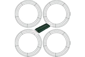 GENERIC WAIZHIUA 4Pcs 12inch Wire Wreath Frame Rings with Green Flexible Florist Craft Wire for DIY Christmas Thanksgiving Day New Year Wreaths Decoration