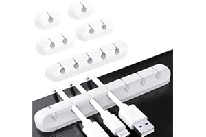 ONEHAUS 6 Stück Kabelhalter Kabelclips, Kabel Clips Kabel Management Organizer Selbstklebender Halter für USB-Ladekabel/Netzkabel/TV-Kabel/Mauskabel PC Office Home - Weiß (Weiß 6 Stück)