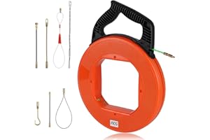 EFUTURETIME Sonda Passacavo Elettricista 50 Metri 4.5 mm Sonda Passacavi, Molla Elettricista Fibra di Poliestere con Giunto Ruotabile e 7 Accessori