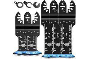 Lame de Scie Oscillante à Dents Arquées, Aicoya 5 pièces Accessoires de Lames d'Outil Multifonction pour Plastique, Bois, Métal, Compatible avec Fein Dewalt Makita Black&Decker Bosch