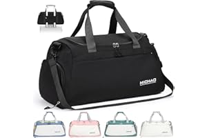 Damcyer Reisetasche Sporttasche Damen Reisetasche Groß 48x23x27 Sporttasche Mit Schuhfach Und Nassfach Wasserfest Handtasche Duffle Bag Für Sport & Reisen Für Männer Und Frauen, Schwarz