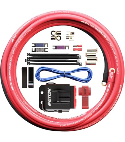 Option Kabelset van 100% volledig koper, 35 mm², professionele stroomkabel, optimaal voor het aansluiten van een actieve versterker/subwoofer in de auto