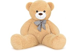 Sausudols XXXL Orsacchiotto Orso di Peluche 140 cm di Altezza Giganti Orso Peluche per Fidanzata Teddy Bear Regalo per Compleanno Natale e San Valentino Marrone Chiaro