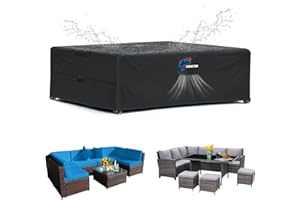 SIRUITON 150x150x74cm Funda Mesa Exterior Impermeable, Funda Muebles Exterior De Jardín con Salidas de Aire, Resistente Al Viento, Resistente a Los Rayos UV, Funda Mesa Jardin Oxford 420D
